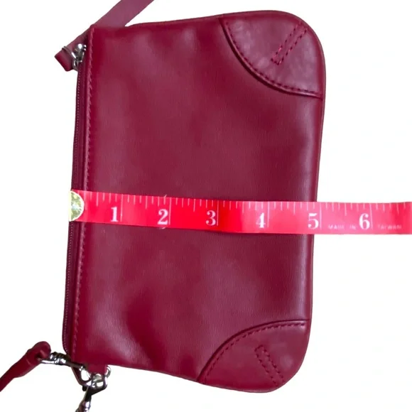 Burgundy Leather Wristlet - Picture 3 of 7